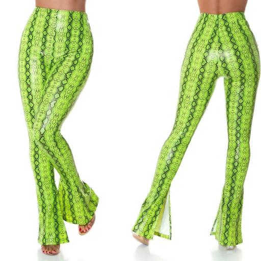 Pantalón Acampanado piel Serpiente Verde [1]