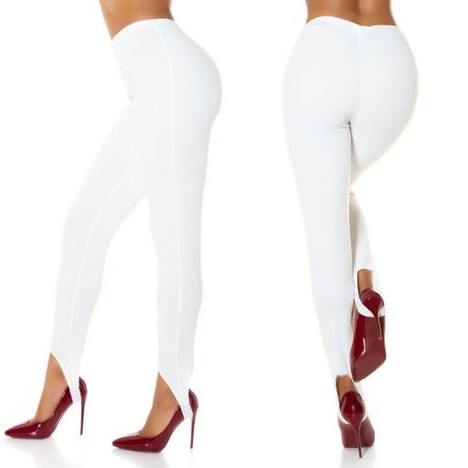 Pantalón elástico de cintura alta Blanco [2]