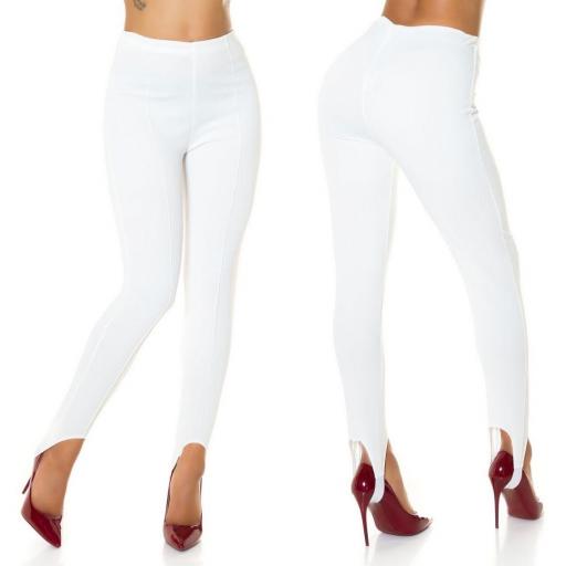 Pantalón elástico de cintura alta Blanco [1]