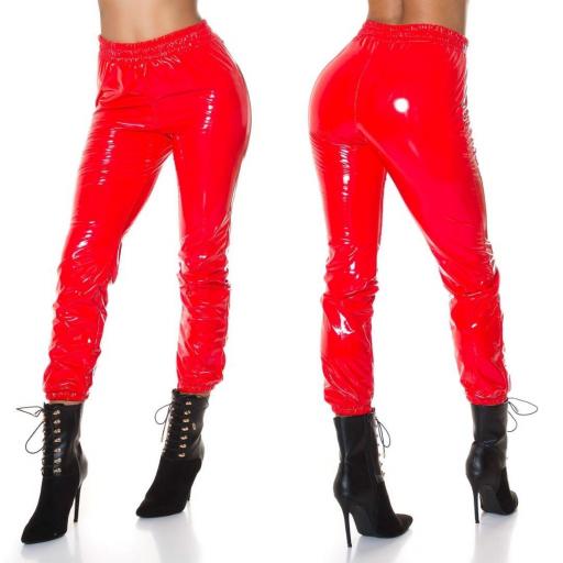 Pantalones Look Latex Rojo  [2]