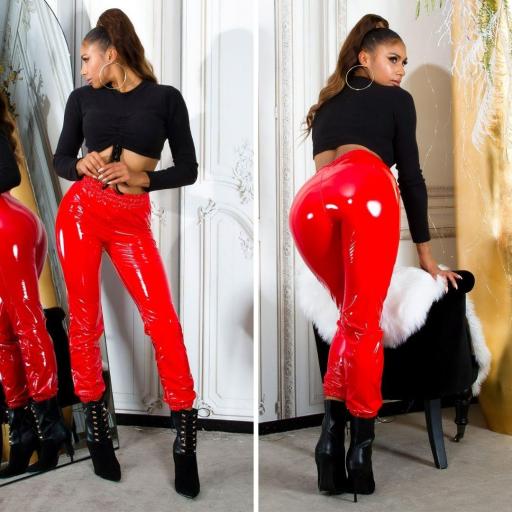 Pantalones Look Latex Rojo  [3]