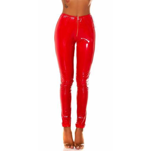 Pantalón latex look de cintura alta rojo [2]