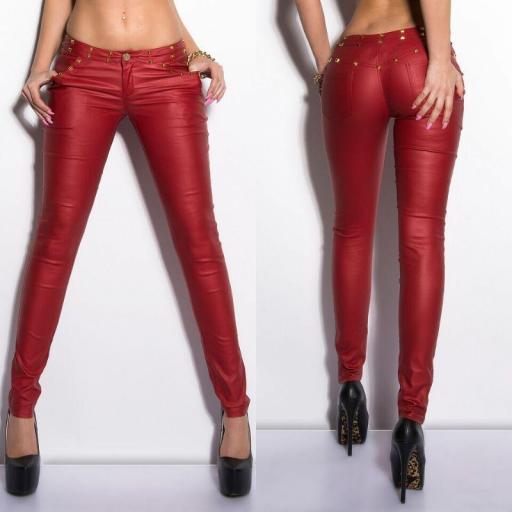 Pantalones cuero rojo ajustados Nicky  [1]