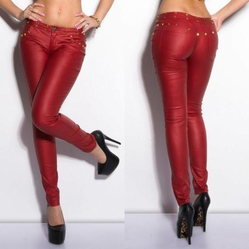 Pantalones cuero rojo ajustados Nicky  [2]