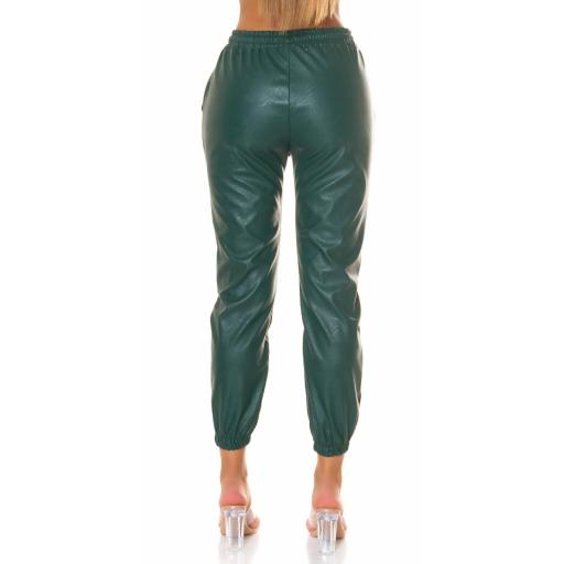 Pantalones Jogger con efecto cuero verde [3]