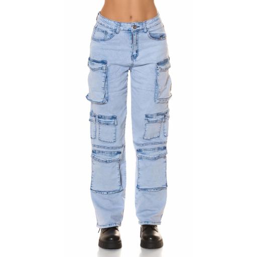 Pantalones vaqueros Cargo en Denim Claro [2]