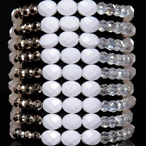 Pulsera de diferentes perlas blanco