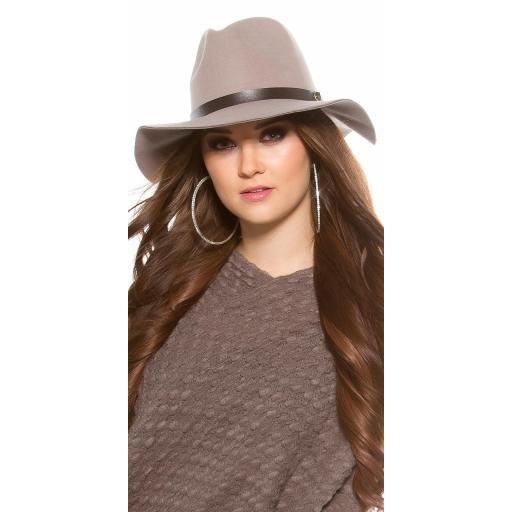 Sombrero boho de fieltro color gris