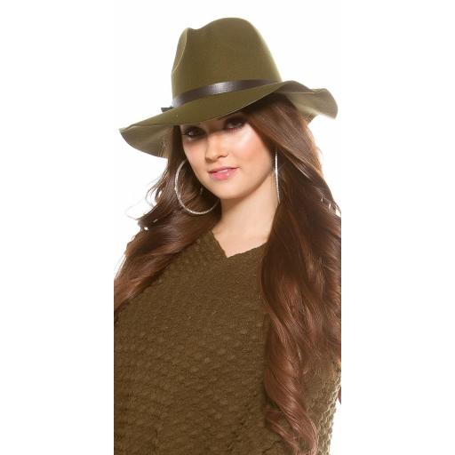 Sombrero boho de fieltro color khaki