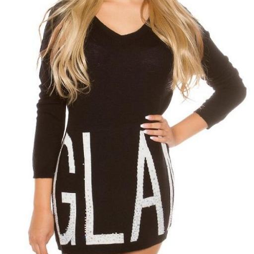 Fahion suéter largo Glam negro [1]