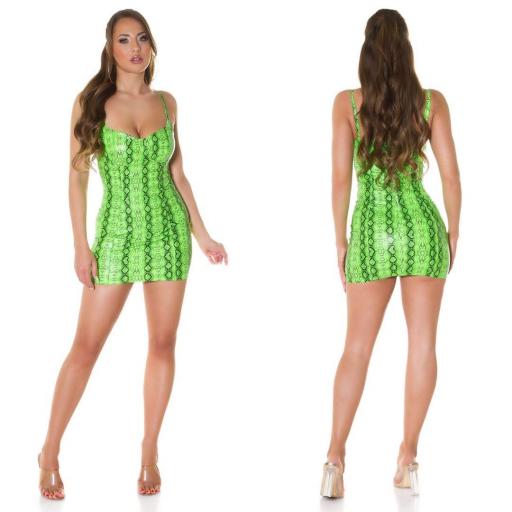 Vestido ajustado Serpiente Print verde [2]