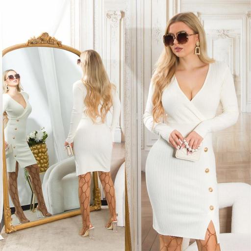 Vestido blanco de punto elegante [9]