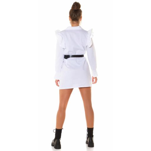 Vestido blusa con cinturón Blanco [3]