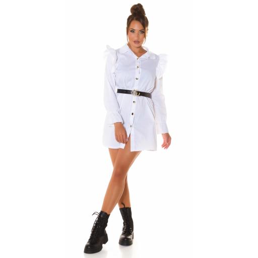Vestido blusa con cinturón Blanco [4]