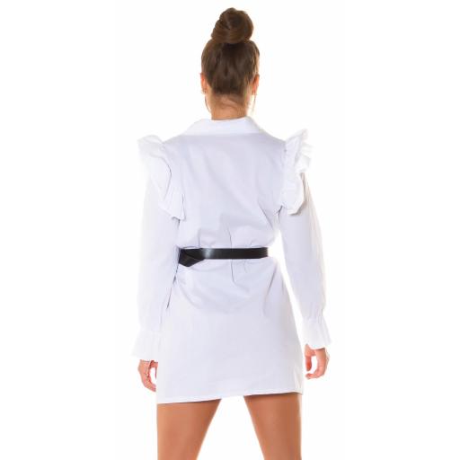 Vestido blusa con cinturón Blanco [7]