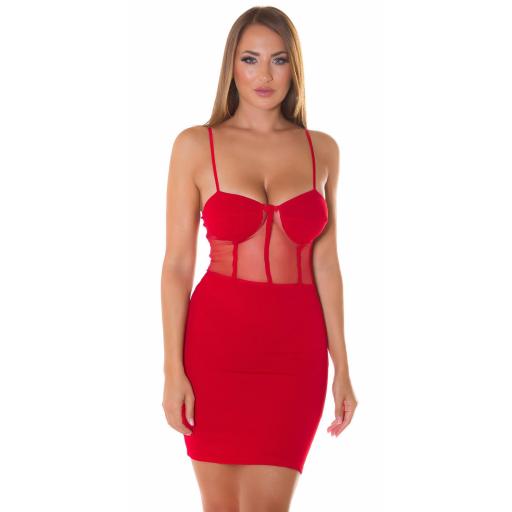Vestido con malla transparente rojo [5]