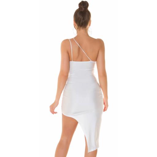 Vestido corto con aberturas blanco [4]