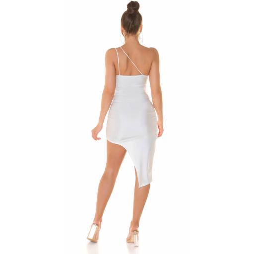Vestido corto con aberturas blanco [2]