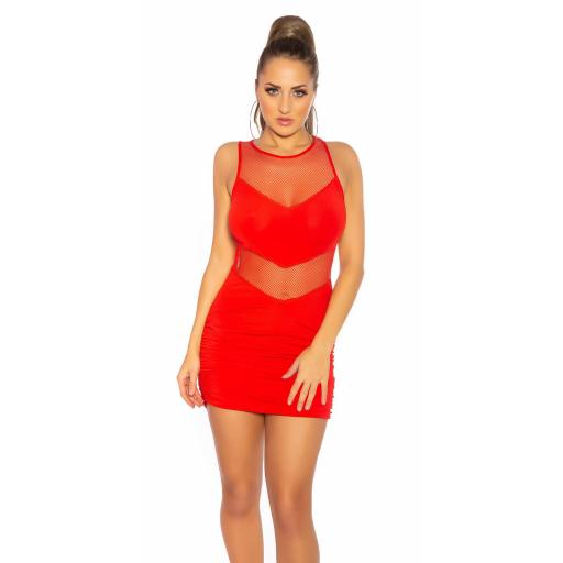 Vestido corto rojo y malla transparente [9]