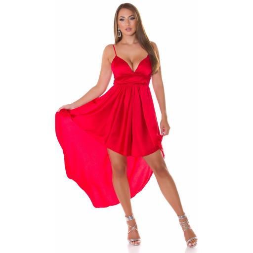 Vestido elegante satinado de moda Rojo [1]