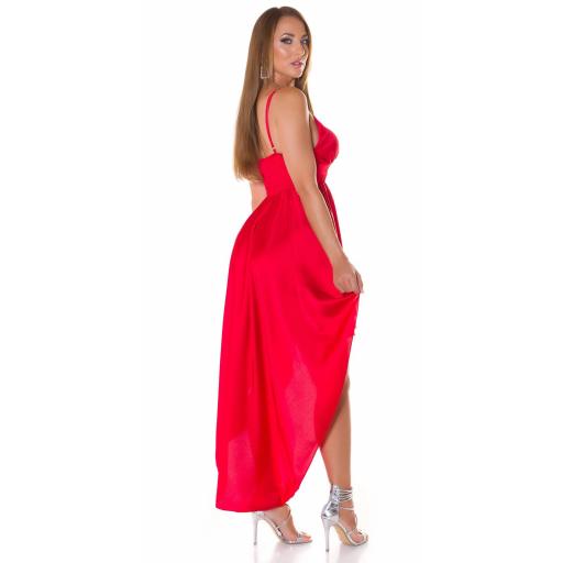 Vestido elegante satinado de moda Rojo [2]