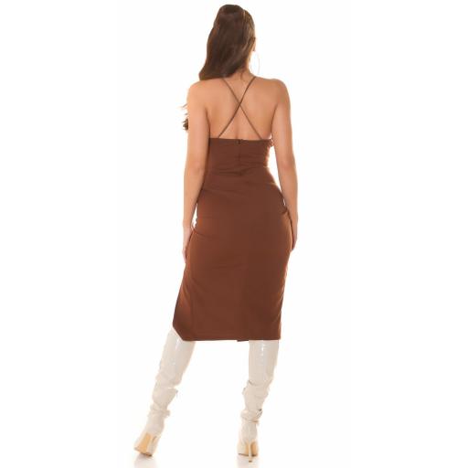 Vestido con abertura marrón [3]
