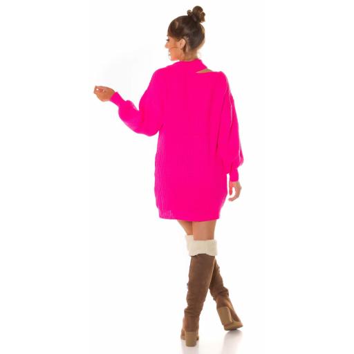 Vestido de punto grueso rosa de moda  [5]
