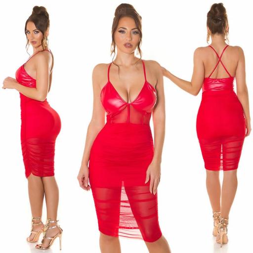Vestido con transparencias rojo de moda