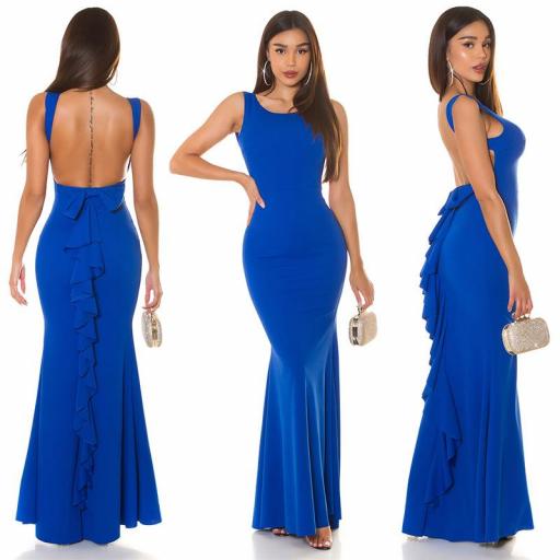 Vestido largo azul elegante [7]
