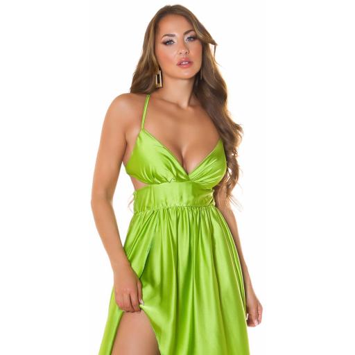 Vestido escotado con abertura Verde [6]