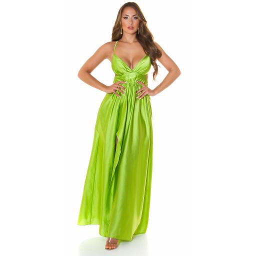 Vestido escotado con abertura Verde [5]
