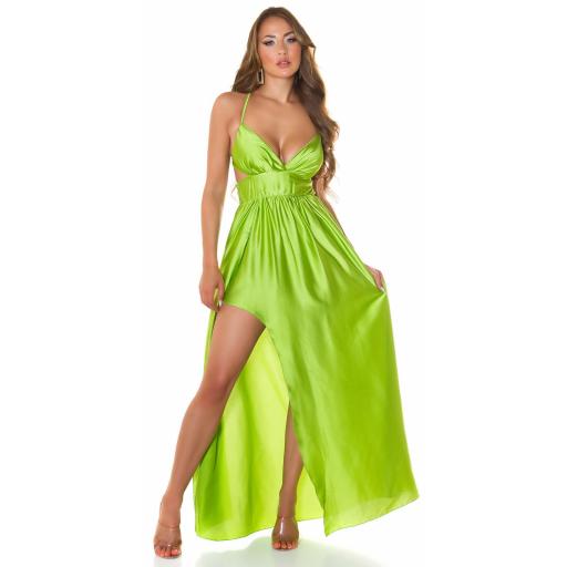 Vestido escotado con abertura Verde [4]