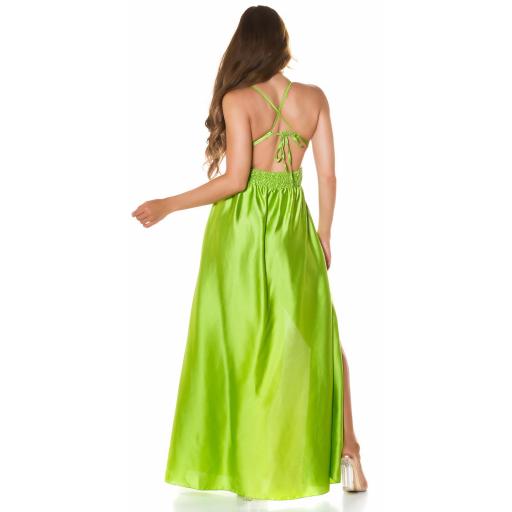Vestido escotado con abertura Verde [3]