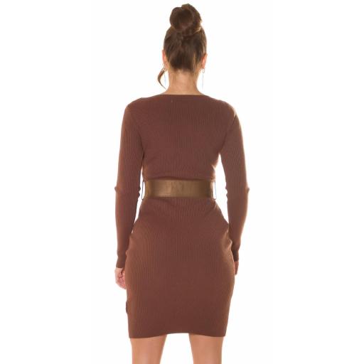Vestido con cinturón marrón atractivo  [5]