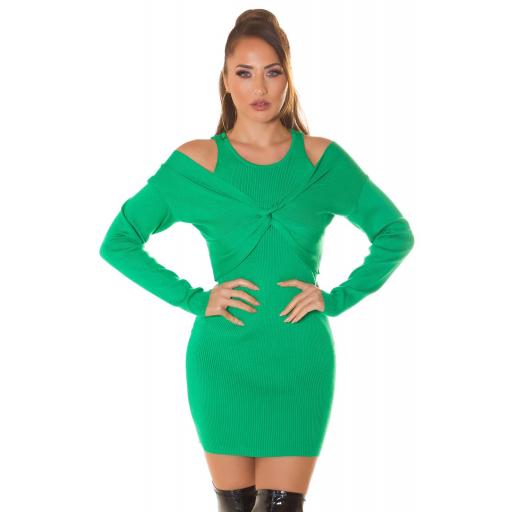 Vestido tejido de punto verde [1]