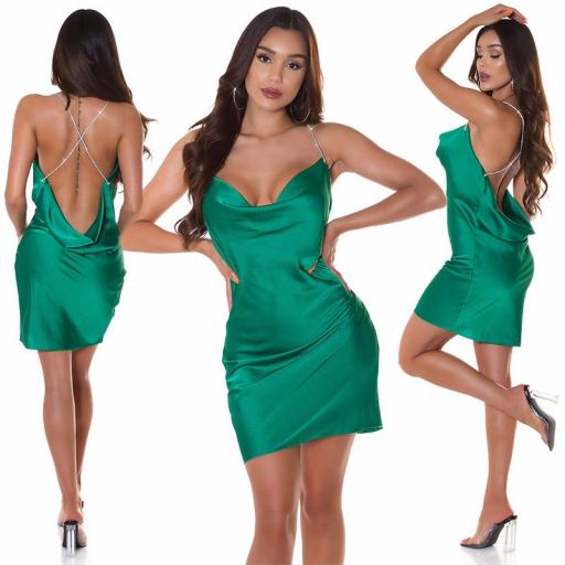 Vestido corto espalda desnuda Verde
