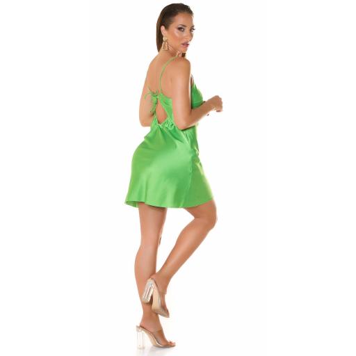 Vestido corto efecto satinado Verde [2]