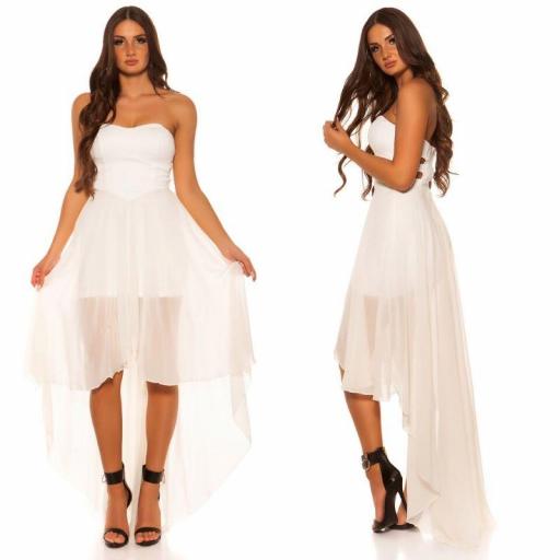 Vestido elegante corto y largo blanco [1]