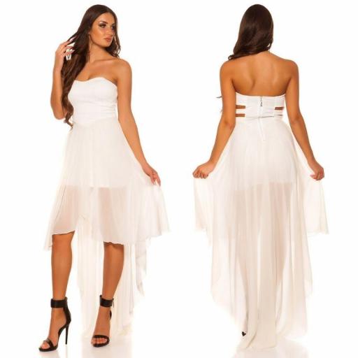 Vestido elegante corto y largo blanco [3]