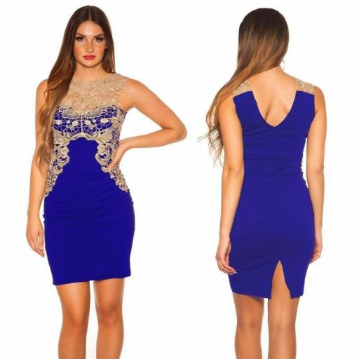 Vestido corto azul bordado elegante [3]