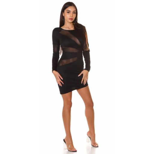 Vestido asimétrico transparencias negro [3]