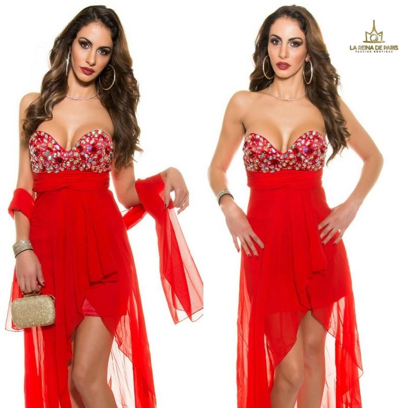 Comprar Vestido de noche rojo con pedrería Vestidos largos