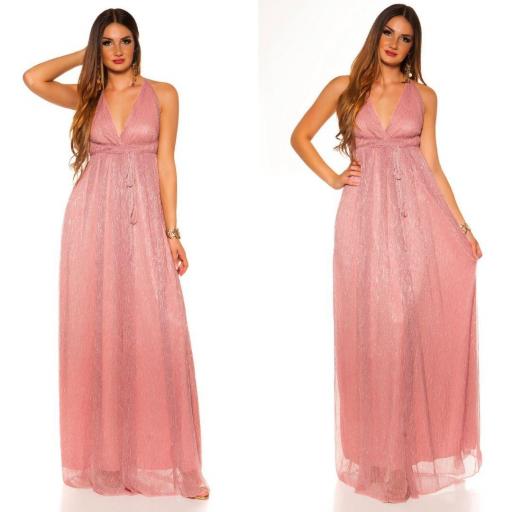 Vestido rosa de fiesta con brillo  [3]