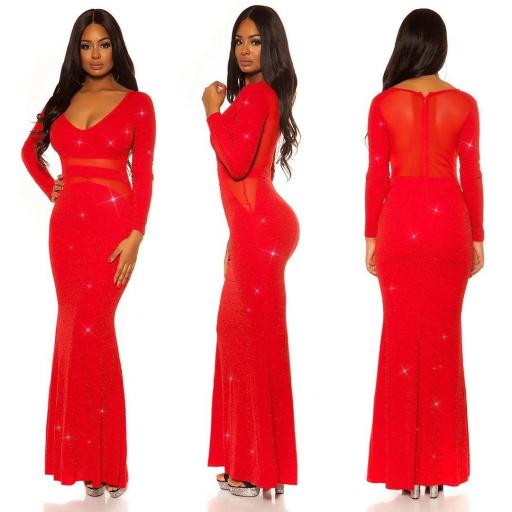 Outfit de noche vestido largo rojo [3]