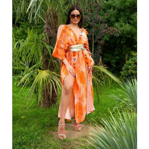 Vestido largo moda verano naranja [2]