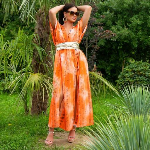 Vestido largo moda verano naranja [3]