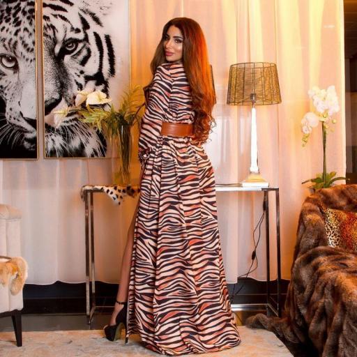 Maxi vestido envolvente estampado zebra [1]