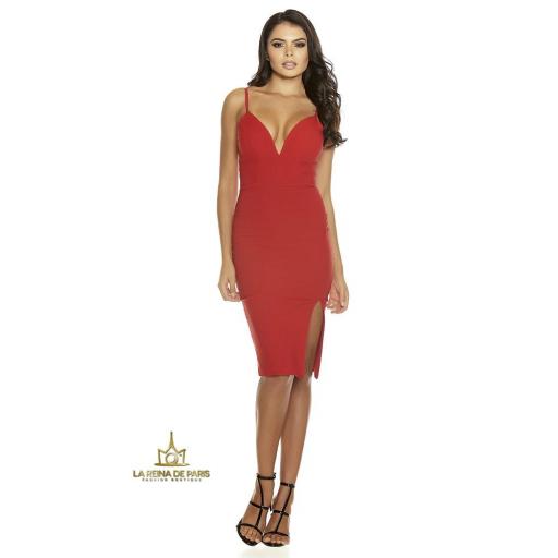 Vestido rojo con abertura sexy [3]