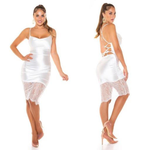 Vestido efecto seda con encaje blanco [1]