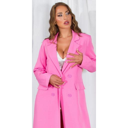 Abrigo largo rosa estilo blazer [6]